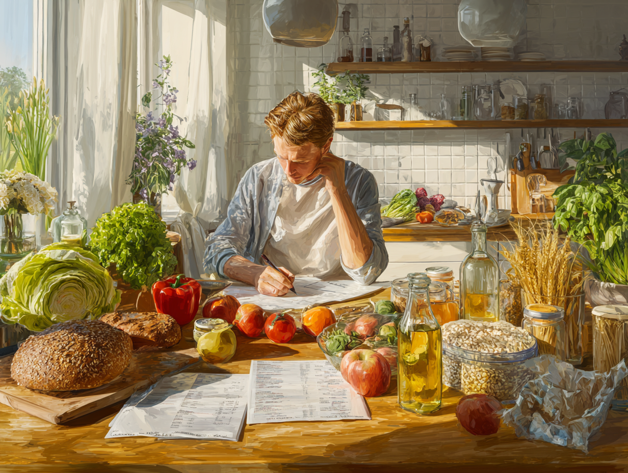 Свіжі овочі та фрукти на кухні